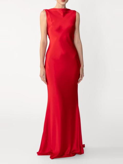 SAU LEE SAU LEE Calli Satin Backless Gown in Red at Nordstrom