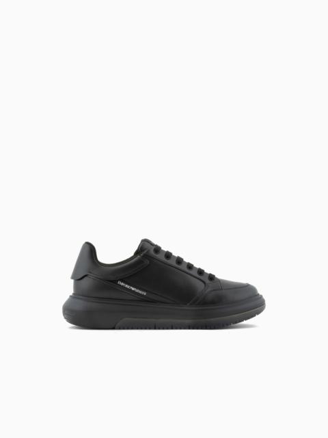 EMPORIO ARMANI Leather sneakers with side logo