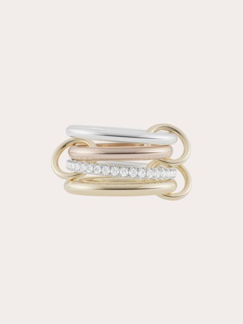 Spinelli Kilcollin Cancer Deux 18K Two-Tone Gold Sterling Silver and Diamond Linked Rings