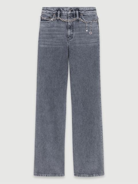 maje Wide-leg jeans with chain-link belt