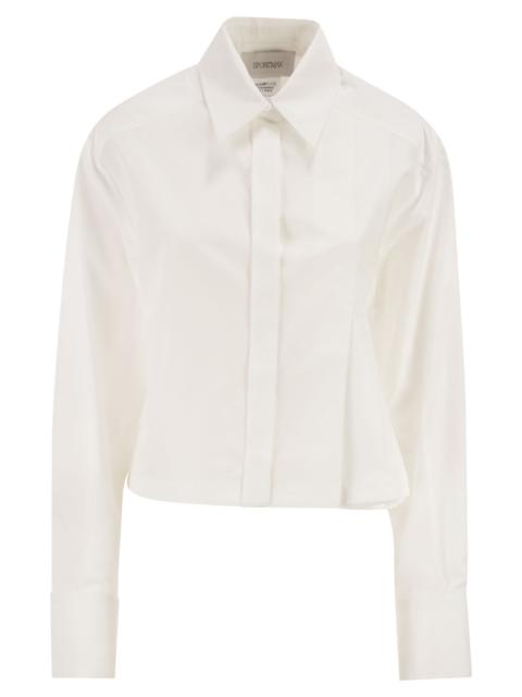 Sportmax Sportmax Women Spxcerto - Cropped Poplin Shirt With Asymmetrical Pleats