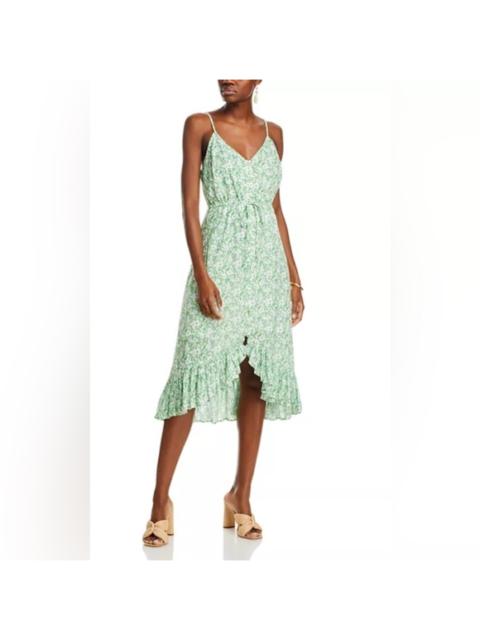 Other Designers New! Rails Frida Sleeveless V‎ Neck Linen Midi Dress Green White Sz Small $229