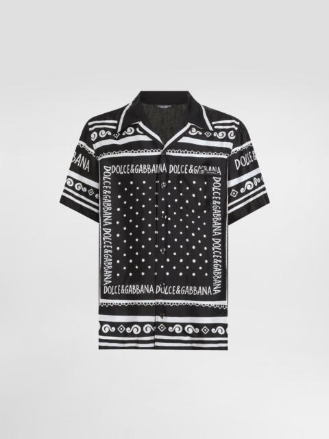 Dolce & Gabbana Printed silk and denim shirt