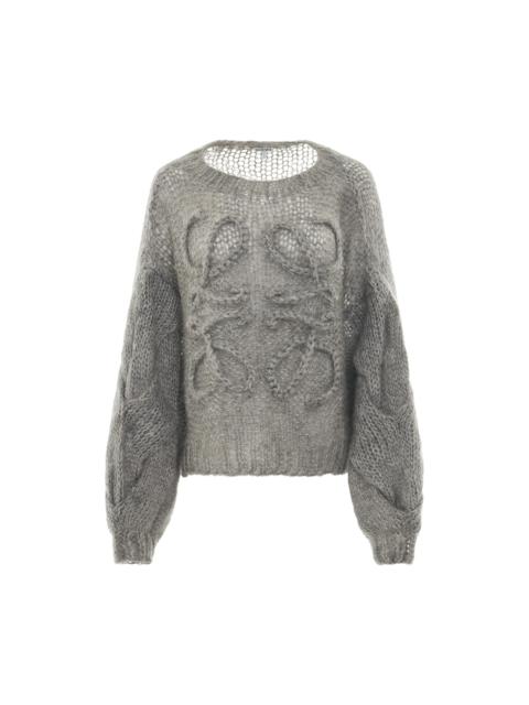Loewe Anagram Mohair Sweater in Grey Melange