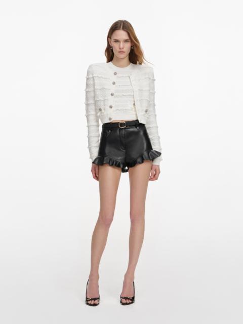 self-portrait Black Faux Leather Shorts
