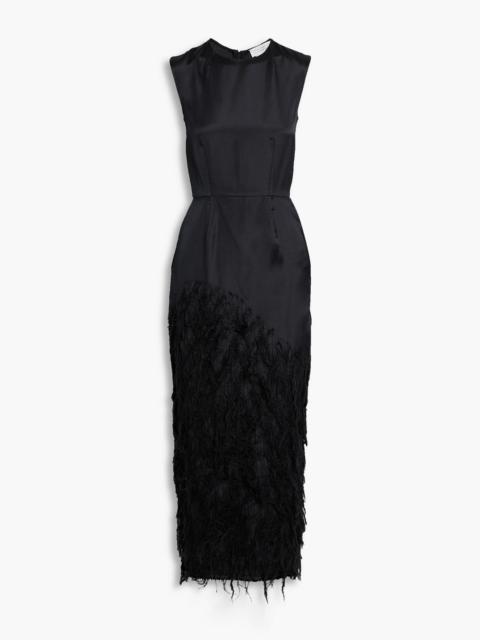 GABRIELA HEARST Maslow feather-embellished silk-satin twill midi dress