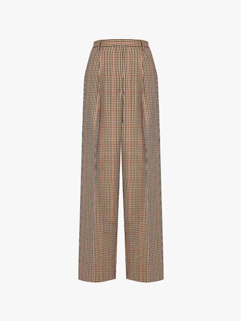 Porter check-pattern wide-leg trousers