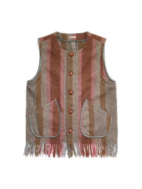 WOOL DAVINCI STRIPE GAUCHO VEST - BROWN