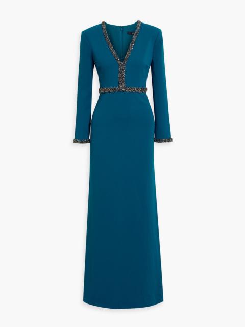 Other Designers Embellished tulle-trimmed crepe gown