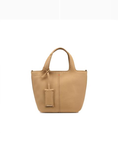 Santoni Beige tumbled leather handbag