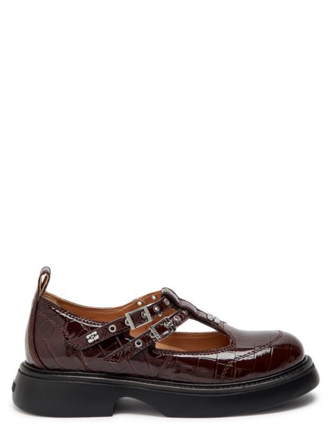 Ganni Everyday Butterfly Crocodile-effect Mary Jane Shoes