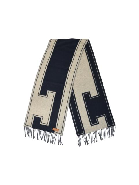 Hermès Hermes Cashmere Casaque Clefs de H Scarf Bleu Marine Beige Chine