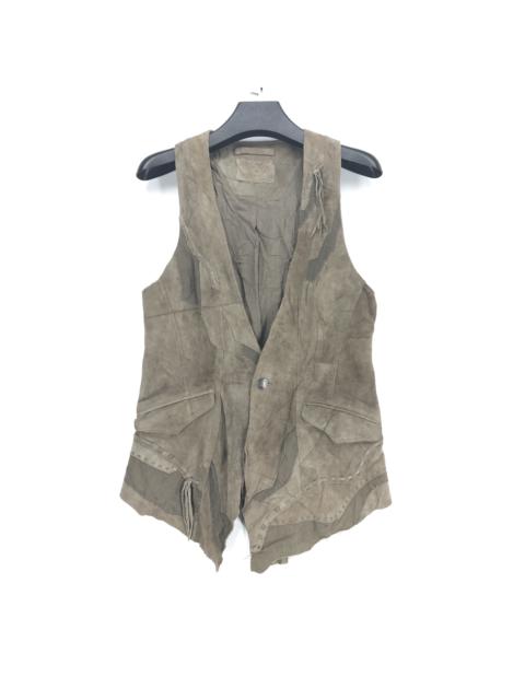 Other Designers Genuine Leather - Rare Design Patch Work Leather Vest by Goa Company #2188-85