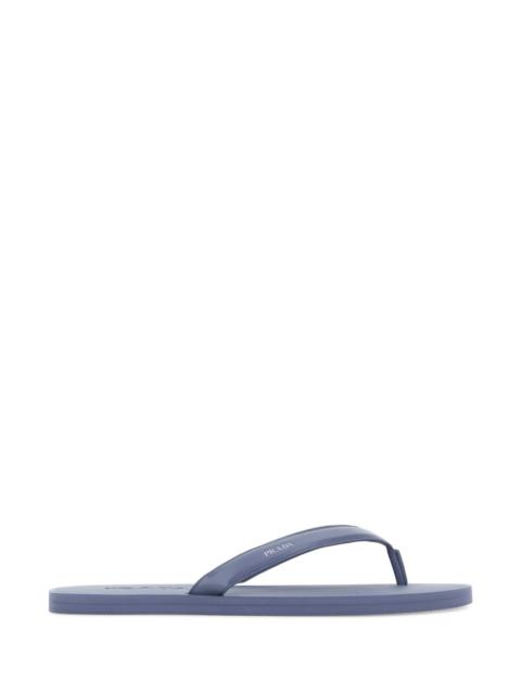 Prada Prada Men Cerulean Blue Leather Thong Slippers