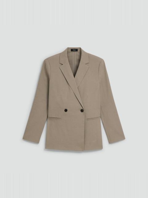 Theory Vented Double-Breasted Blazer in Good Linen