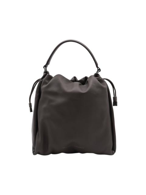 Brunello Cucinelli Dark Grey Leather Crossbody Bag
