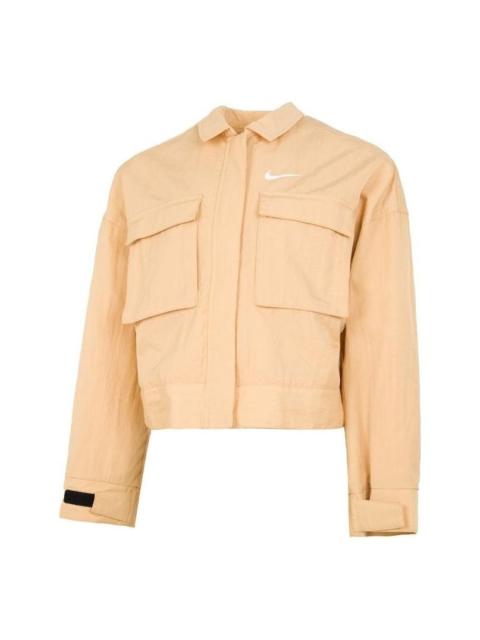 Nike (WMNS) Nike ' Sportswear Essential Casual Sports Woven Solid Color Short Jacket Autumn Orange DM6244