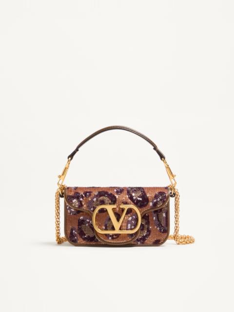 Valentino VALENTINO GARAVANI LOCÒ SMALL EMBROIDERED ANIMALIER SHOULDER BAG