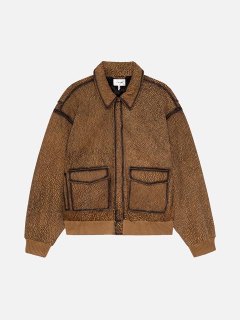 FRAME The Distressed Leather Jacket in Dark Camel