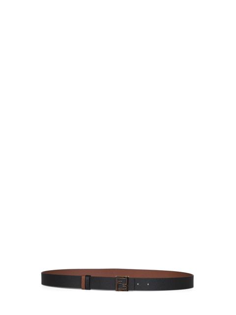 FENDI Fendi Men Black And Dark Brown Leather 30 Mm Reversible Ff Belt