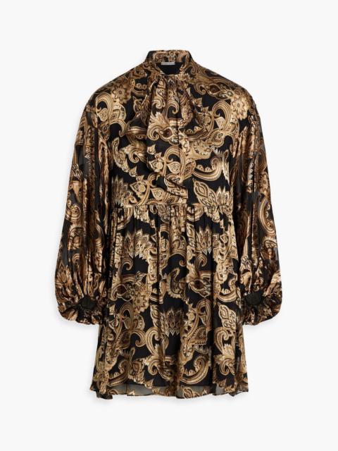 Alice + Olivia Opal pussy-bow paisley-print chiffon mini dress