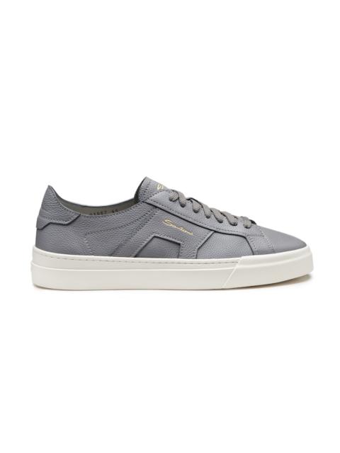 Santoni Men's grey tumbled leather Double Buckle Sneaker