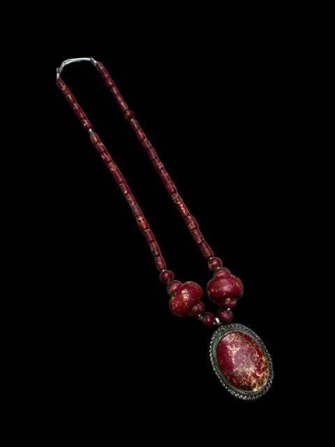 Other Designers Jewelry - METALLIC SILVER RED CORAL BEADS NECKLACE