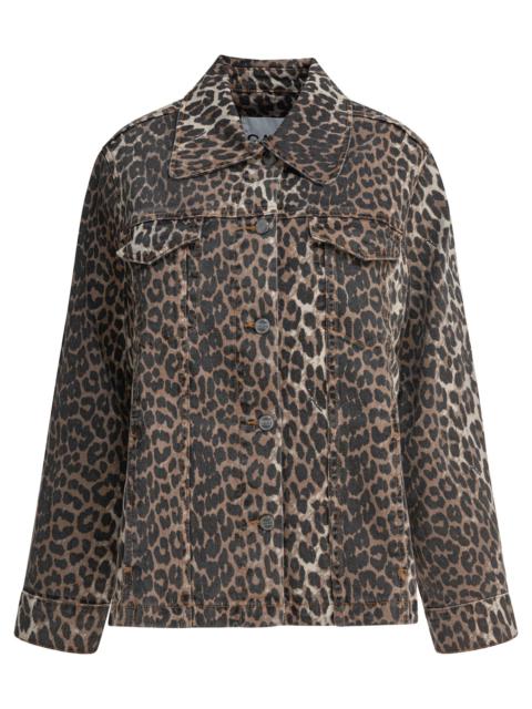 GANNI Ganni Leopard Denim Jacket
