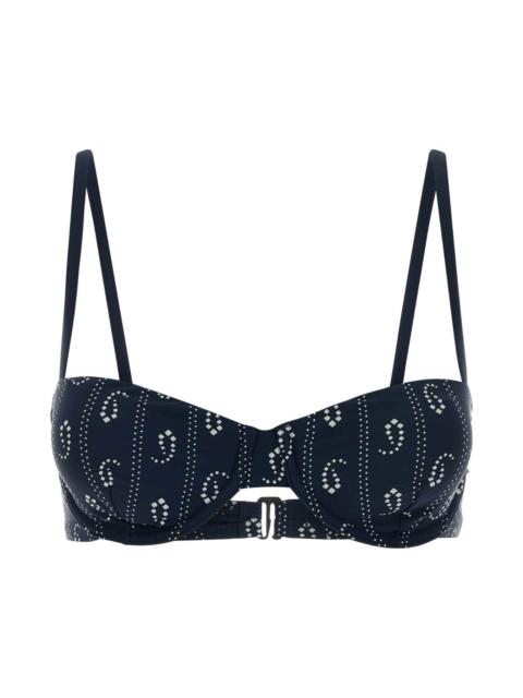 TORY BURCH Printed Stretch Nylon Bikini Top