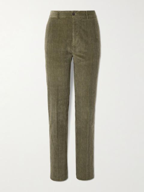 massimo alba Mauko Straight-Leg Prince of Wales Checked Cotton-Blend Corduroy Suit Trousers Green