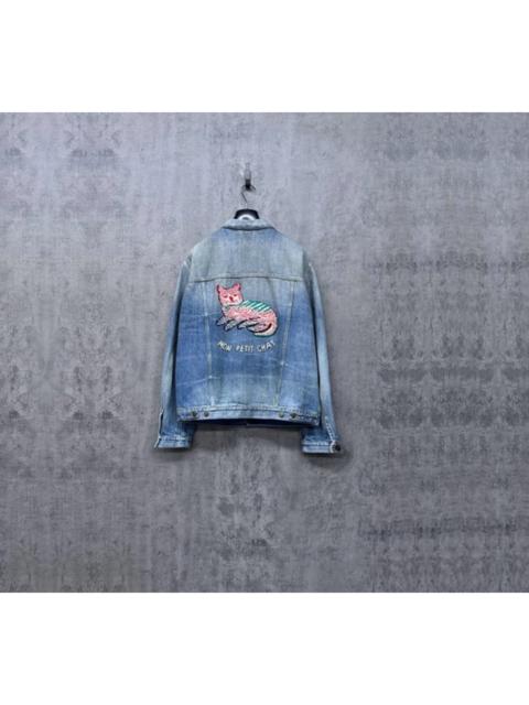 GUCCI Gucci distressed washed denim jacket with embroidered logo