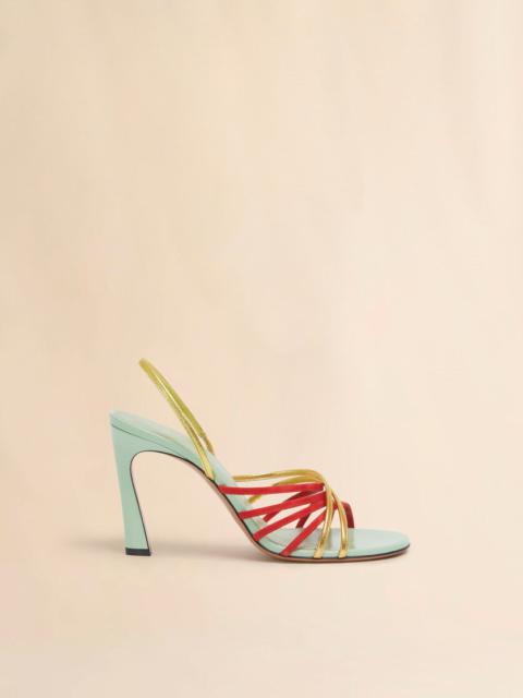 Marni GREEN RED AND GOLD SUEDE AND METALLIC LEATHER NEW WAVE SANDAL