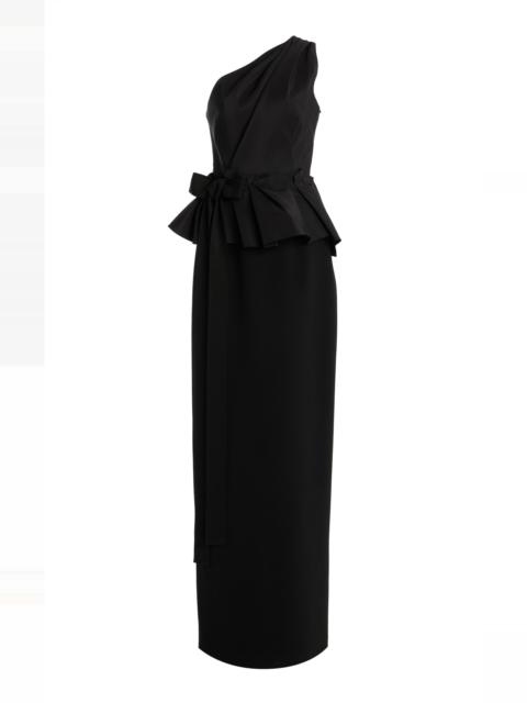 CAROLINA HERRERA Bow-Detailed Stretch-Crepe Peplum Gown black