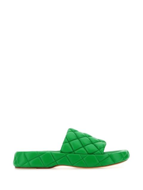 BOTTEGA VENETA Grass Green Leather Padded Sandals