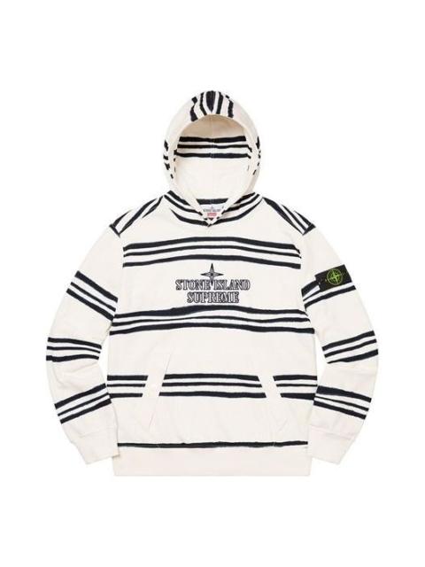Supreme Supreme x Stone Island Warp Stripe Hooded Sweatshirt 'White Black' SUP-FW20-297
