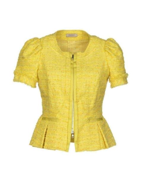Yellow Tweet Cropped Blazer Jacket