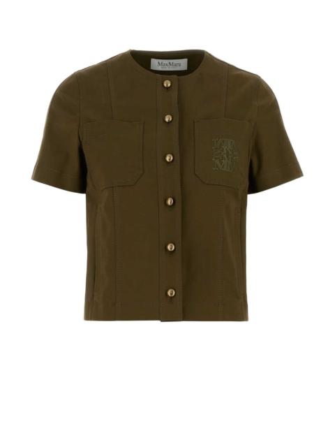 Max Mara Max Mara Women Olive Green Stretch Cotton Zanzara Blouse