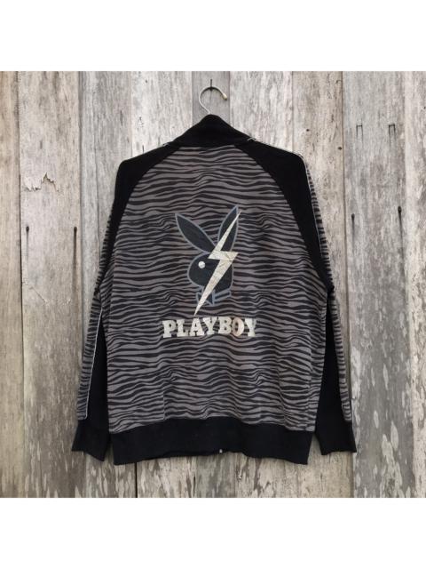 Other Designers Vintage - Vintage Playboy Zebra Stripe Flash Bunny Zipper Big Logo