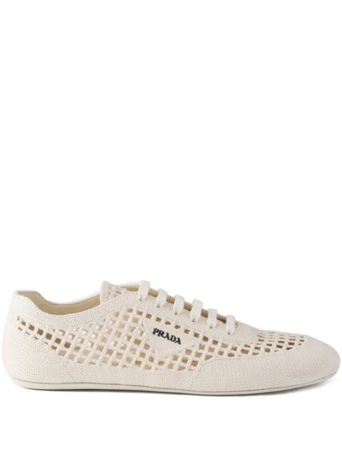 Prada Prada Crochet Round-toe Lace-up Sneakers