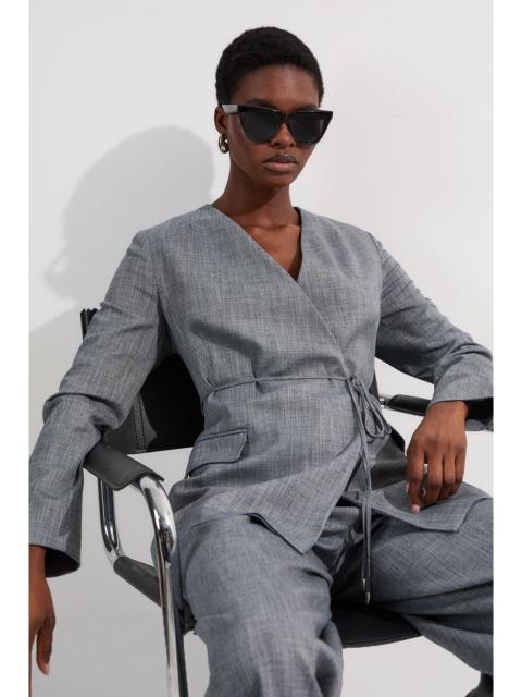 KAREN MILLEN Tailored Marl Tie Waist Blazer