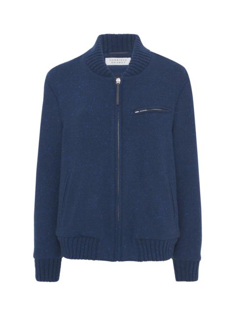 GABRIELA HEARST Winslow Bomber in Electric Navy Speckled Cashmere