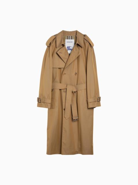 Burberry Long Double Breasted Spelt Cotton Trench Coat