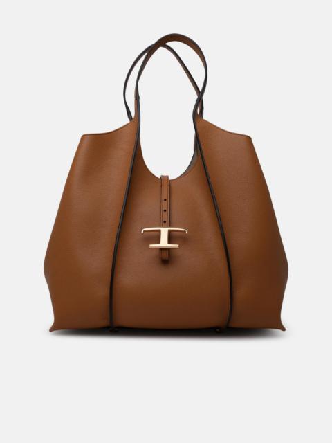 Tod's 'TIMELESS' BROWN LEATHER SHOPPING BAG