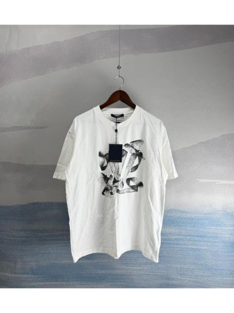 Louis Vuitton Louis Vuitton White Short-Sleeved T-Shirt with Dove Motif
