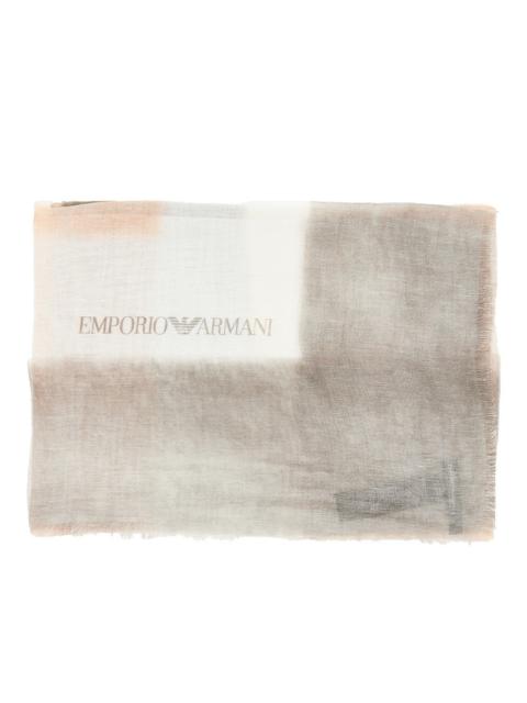 EMPORIO ARMANI SILK AND LINEN-BLEND SCARF