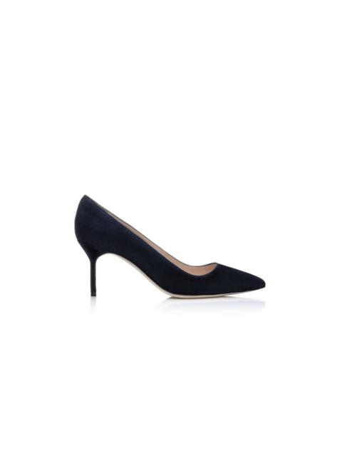 Manolo Blahnik Navy Suede Pointed Toe Pumps