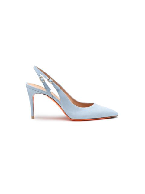 Santoni Women's light blue suede high-heel slingback