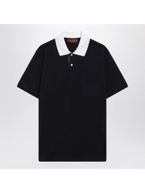 GUCCI Gucci Blue Stretch Cotton Piqué Polo Shirt Men
