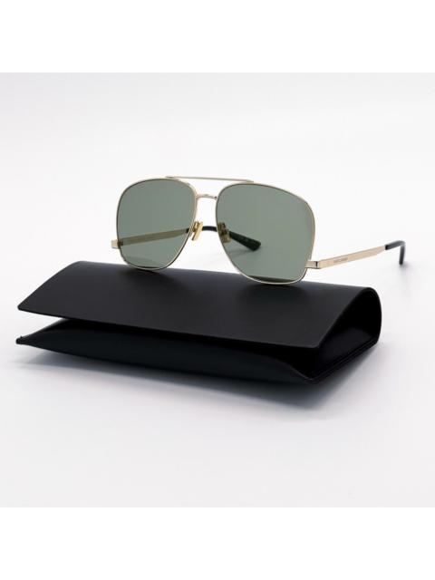 SAINT LAURENT New Saint Laurent Gold Green Unisex Aviator Sunglasses SL65