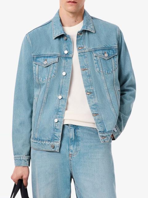 LACOSTE Lacoste Crocodile Logo Denim Jacket in Washed Bleach at Nordstrom